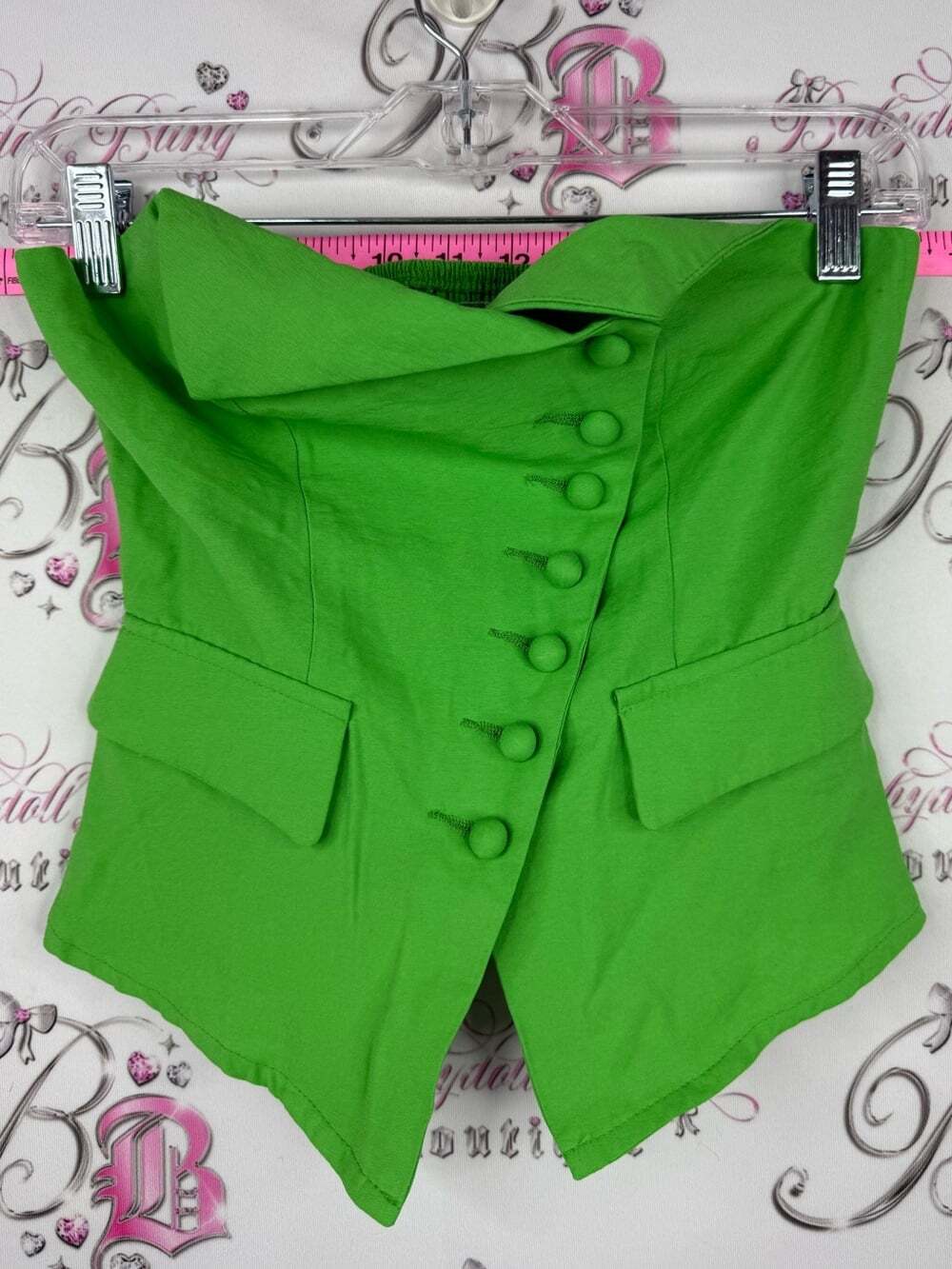SHEIN tank strapless shirt Bright Green Strapless Corset Top with Button Front